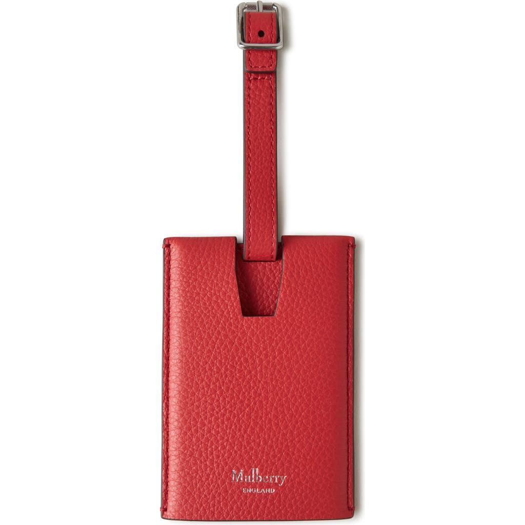 Mulberry Leather Luggage Tag In Hibiscus Red