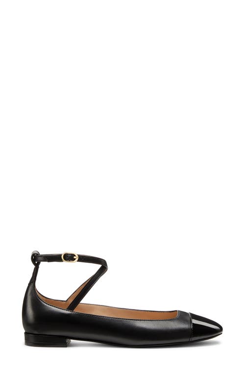 Shop Stuart Weitzman Eden Strap Flat In Black