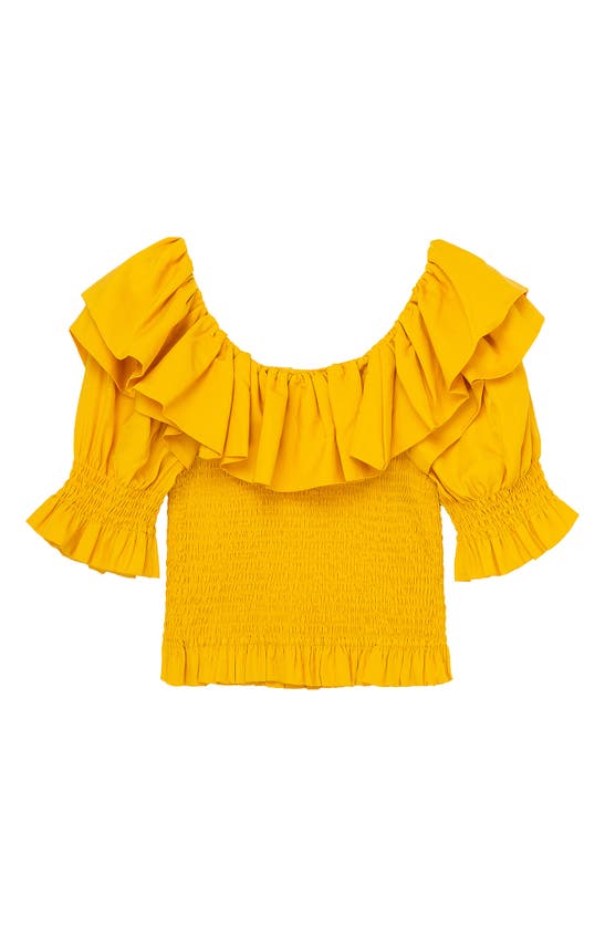 Habitual Kids Kids' Smocked Ruffle Detail Top In Yellow