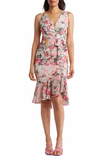 Eliza J Floral Flutter Sleeve Fit Flare Dress Nordstromrack