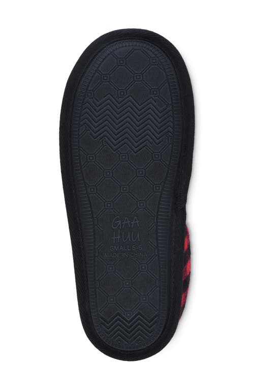 Gaahuu Buffalo Check Faux Shearling Lined Slipper In Black/red