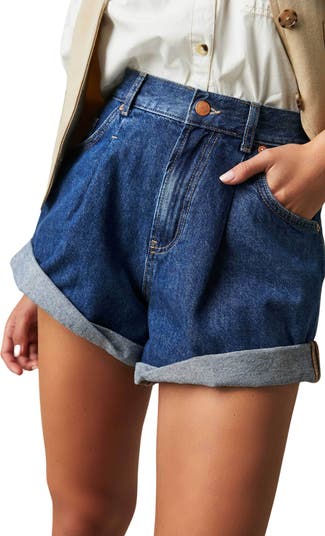 FRIFUL Mulheres Cuffed Shorts Denim