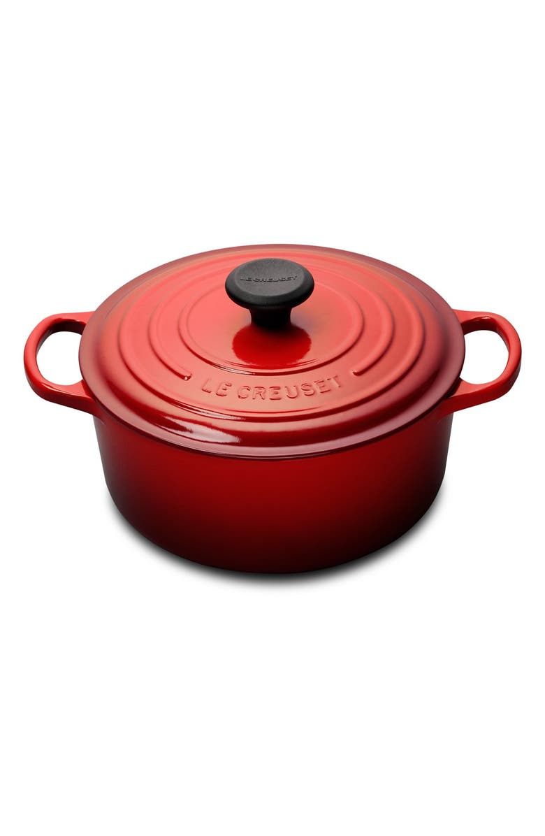 LE CREUSET Signature 4 1/2 Quart Round Enamel Cast Iron French/Dutch Oven, Main, color, CHERRY
