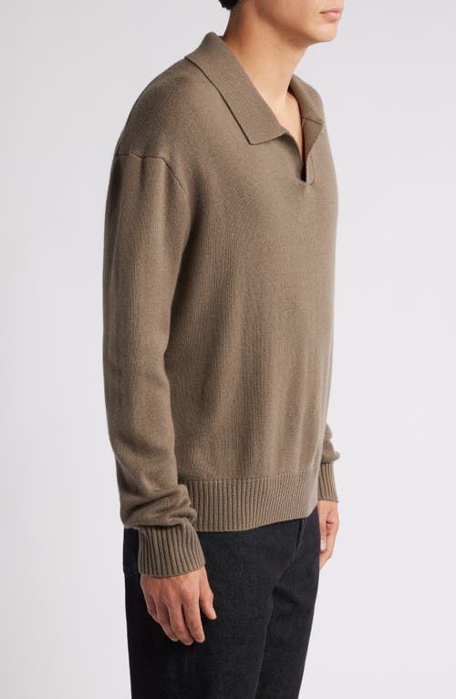 Shop Frame Wool & Silk Johnny Collar Sweater In Soft Mocha