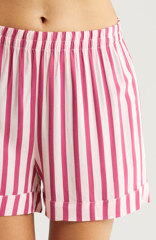 Shop Papinelle Anniversary Stripe Long Sleeve & Short Pajamas In Mulberry/pink Stripe