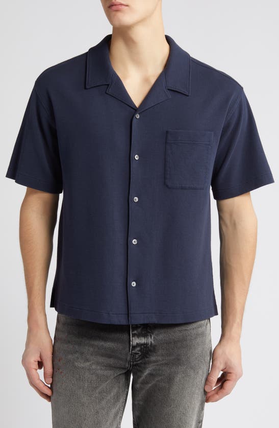 Frame Duo Fold Relaxed Short Sleeve Button-up Shirt In Blue