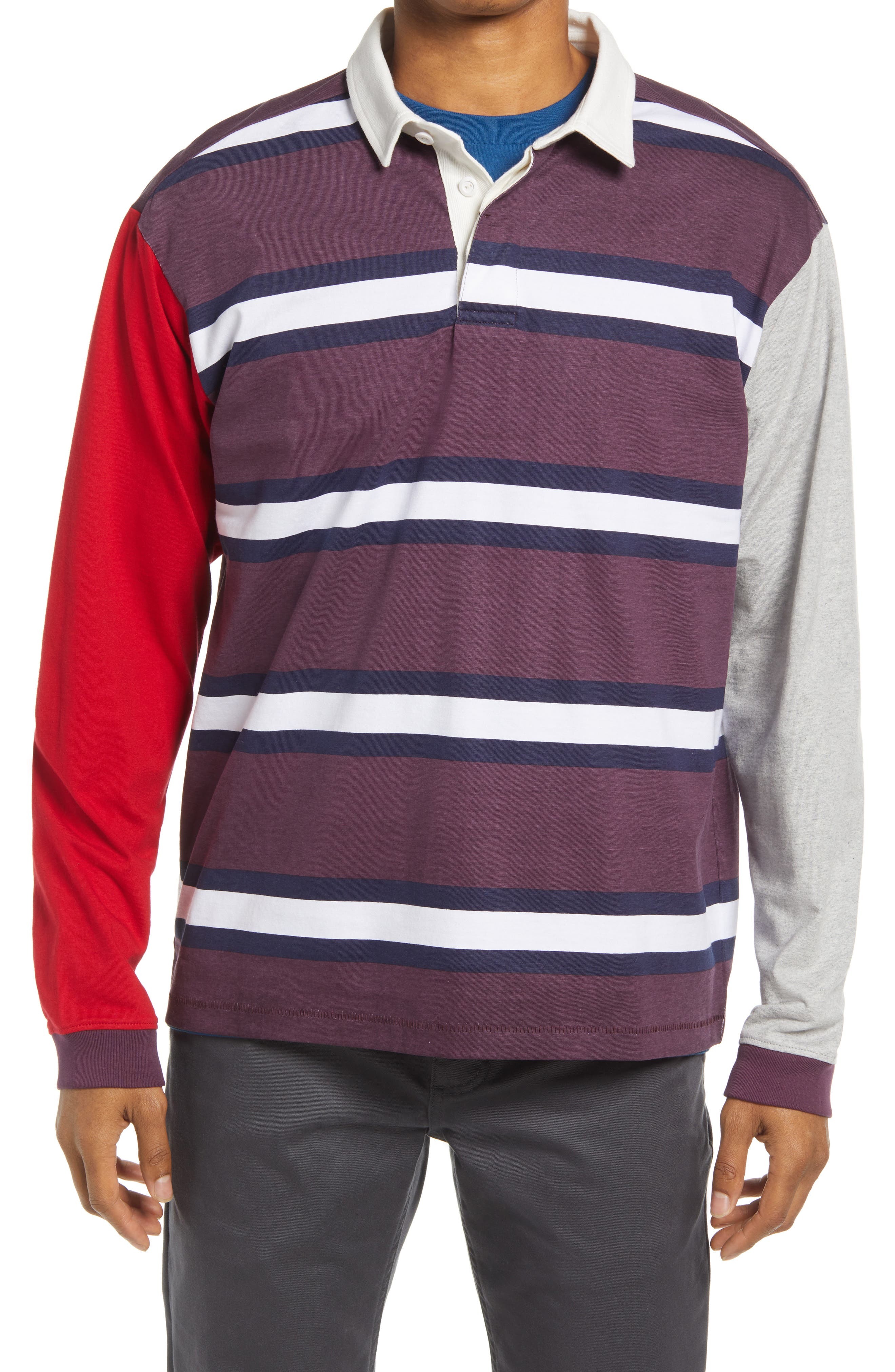 vans stripe it long sleeve polo top in multi