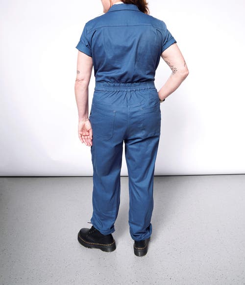 Shop Wildfang The Essential High Waisted Coverall In Oxford Blue