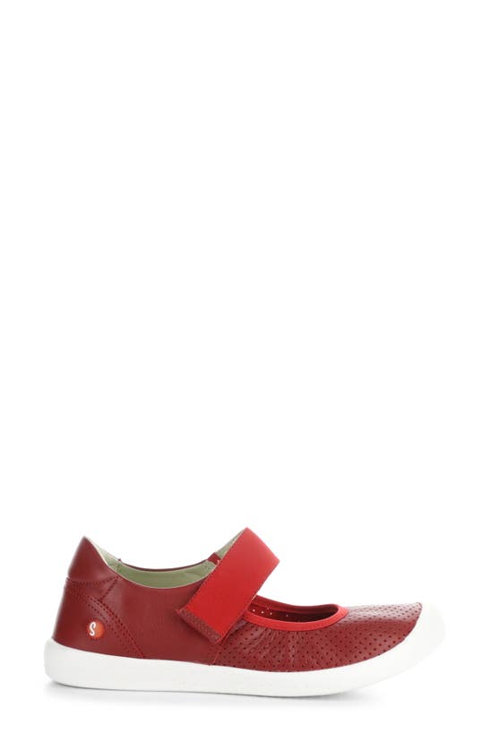 Shop Softinos By Fly London Iglu Mary Jane Flat In Red Smooth Leather