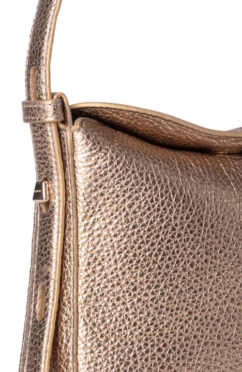 AKRIS AKRIS MINI ANNA METALLIC LEATHER HOBO BAG