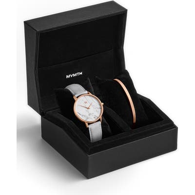 Mvmt Boulevard Beverly Marble Leather Strap Watch & Cuff Bracelet Set,