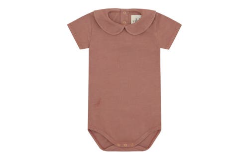 Vild House Of Little Ss Organic Cotton Collared Bodysuit In Pink Clay-beetroot Plant Dye