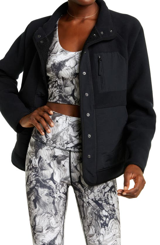 Zella Layer Up Jacket With Faux Shearling Lining In Blue