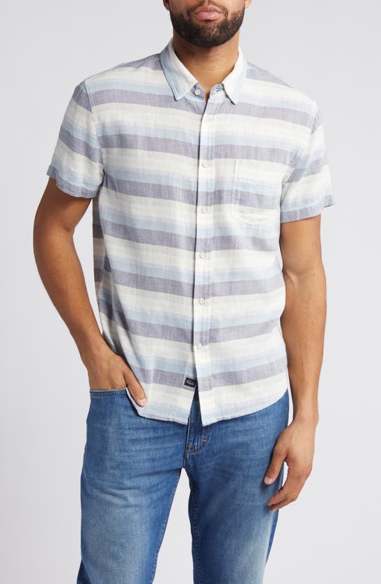 Shop Rails Fairfax Stripe Short Sleeve Cotton Button-up Shirt In Tabernas Shadow