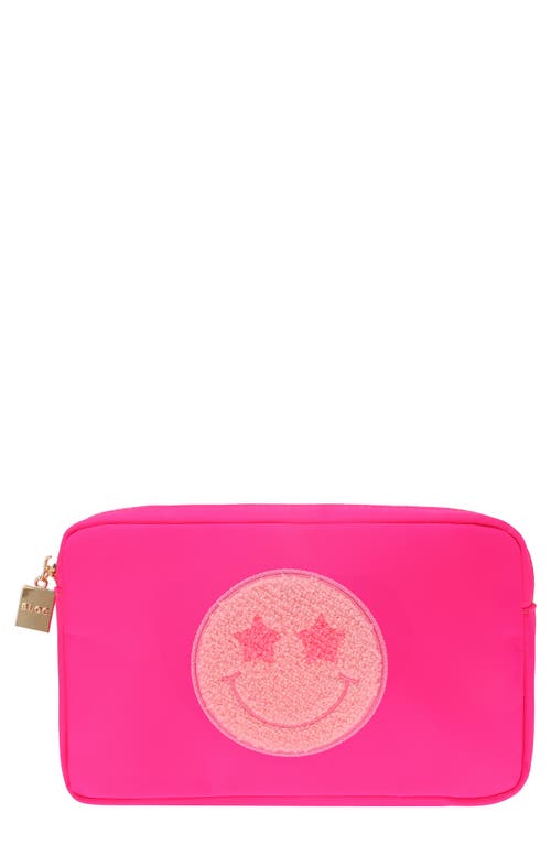 Medium Smiley Cosmetics Bag in Hot Pink