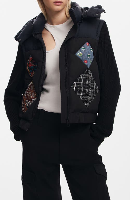 Desigual Padded Combined Vest In Blue