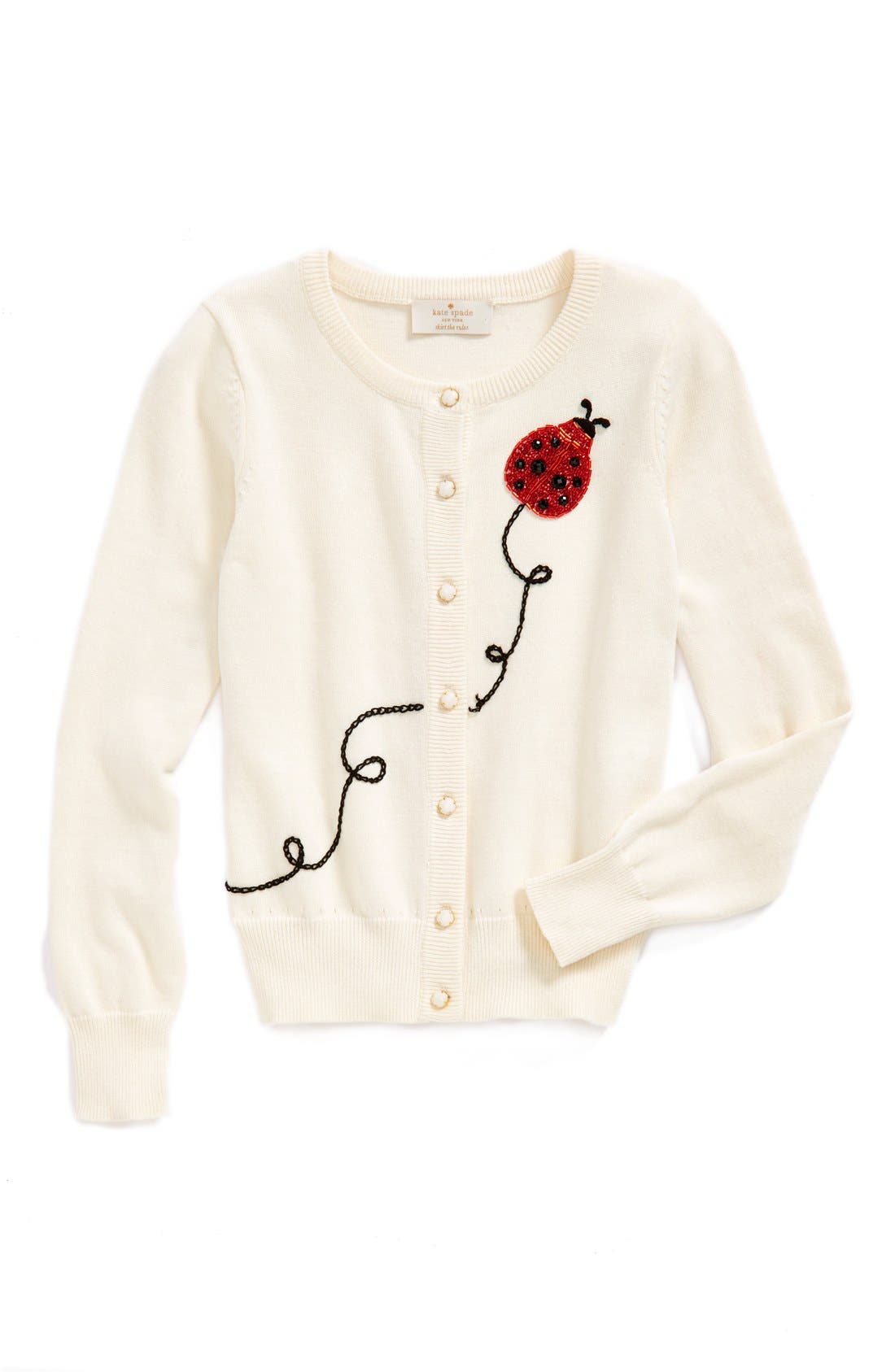 kate spade new york kids 'kati' ladybug embellished cotton cardigan