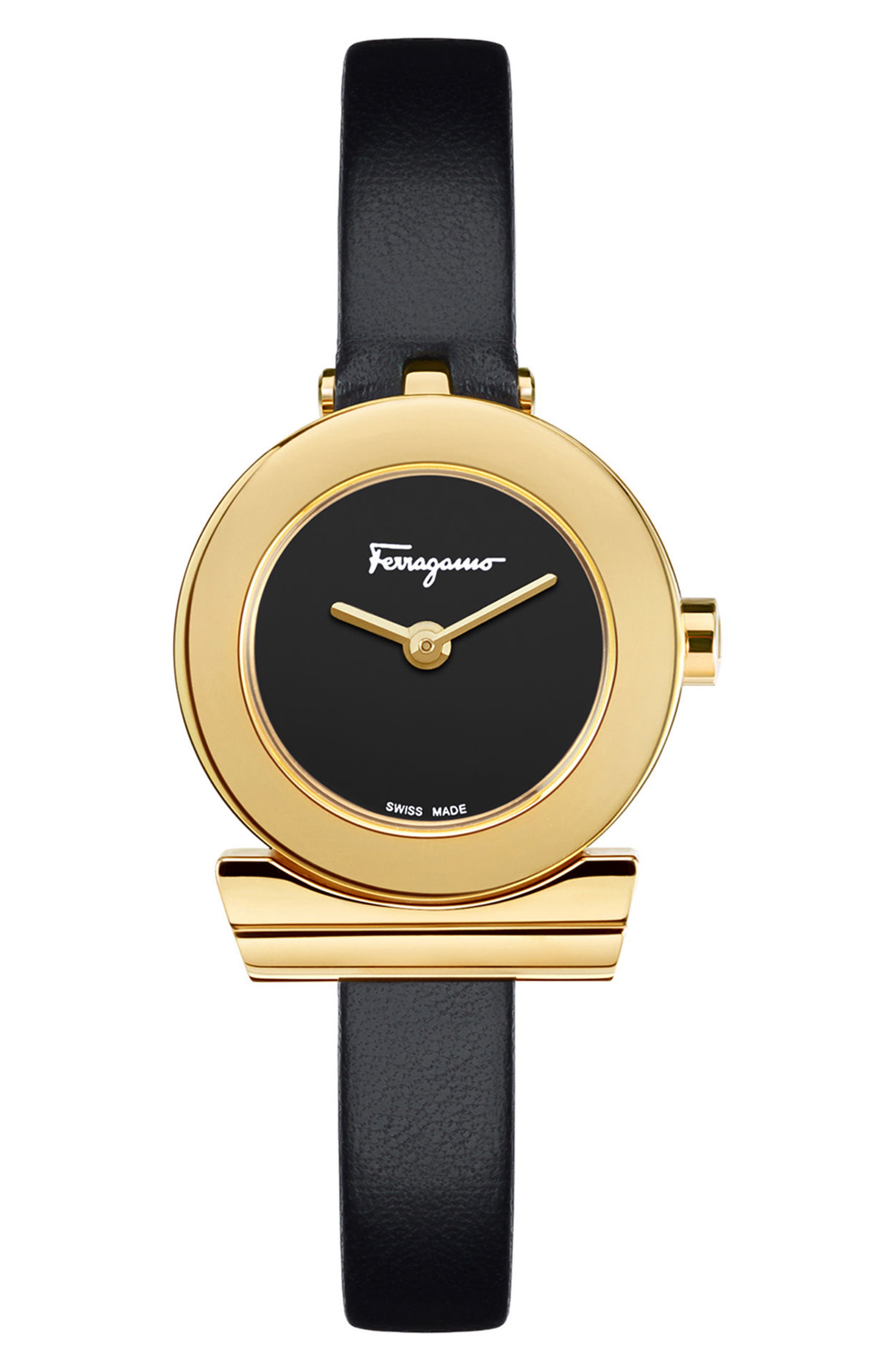 Salvatore Ferragamo Gancino Leather Strap Watch, 22mm | Nordstrom