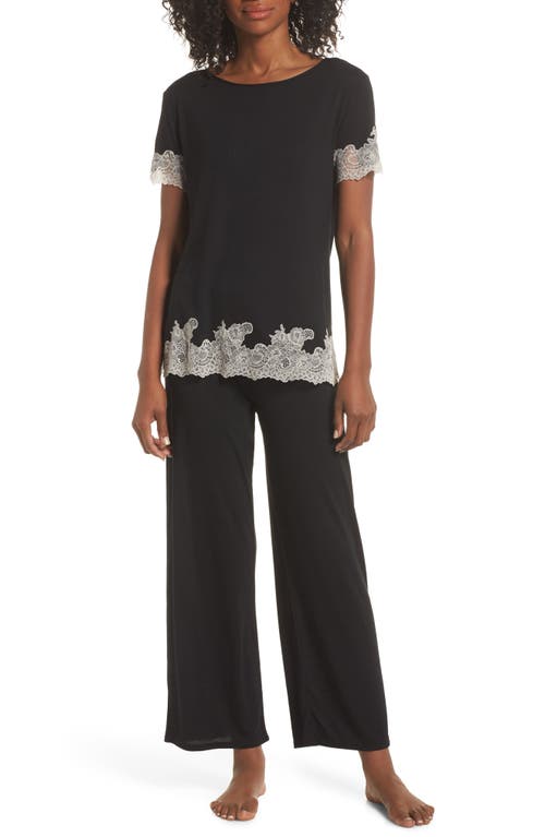 Shop Natori Luxe Shangri-la Pajamas In Black/cocoon