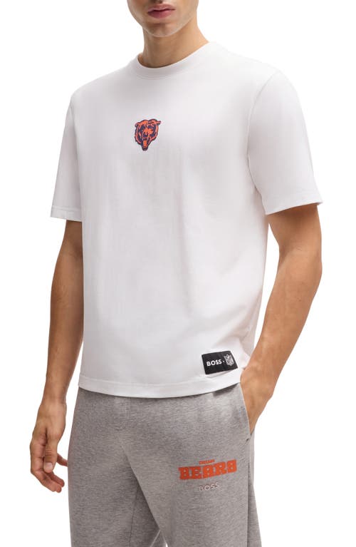 Shop Hugo Boss Boss X Nfl Stretch Cotton Graphic T-shirt In Chicago Bears - White