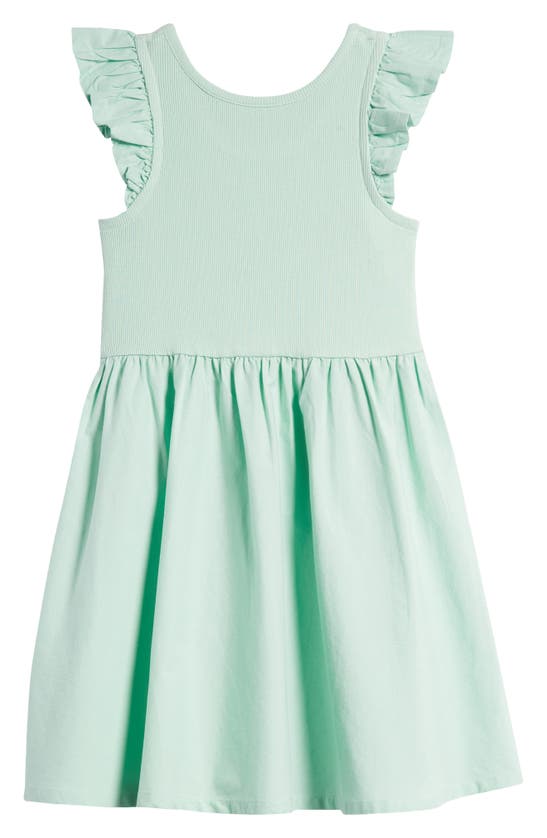 Shop Nordstrom Kids' Flutter Sleeve Cotton Dress In Green Pale Jade