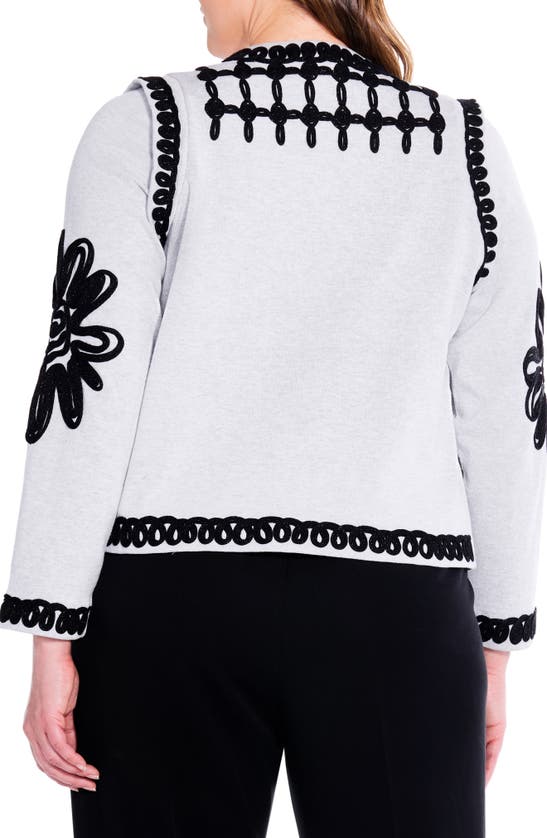 Nic + Zoe Nic+zoe Petite Romantic Soutache Knit Jacket In Grey Multi