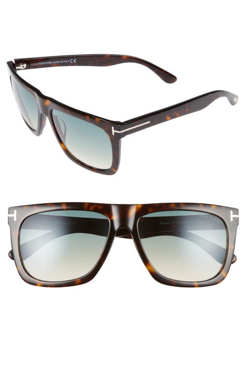 Shop Tom Ford Morgan 57mm Sunglasses In Dark Havana/gradient Blue