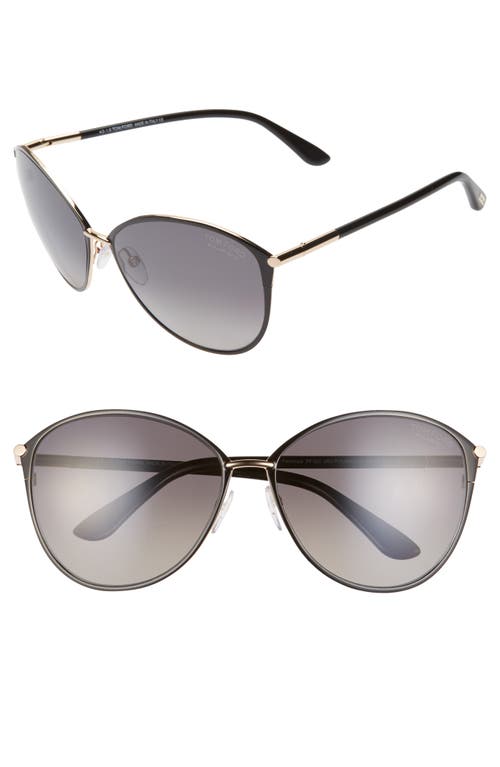 TOM FORD Penelope 59mm Gradient Polarized Cat Eye Sunglasses in Shiny Rose Gold/Smoke at Nordstrom
