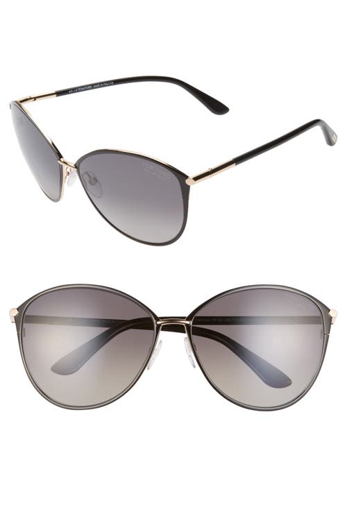 Shop Tom Ford Penelope 59mm Gradient Polarized Cat Eye Sunglasses In Shiny Rose Gold/smoke