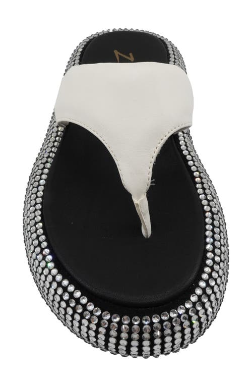 Zigi Dellah Platform Flip Flop In White Leather
