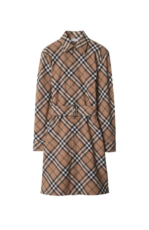 Shop Burberry Check Wool Blend Shirt Dress In Linden