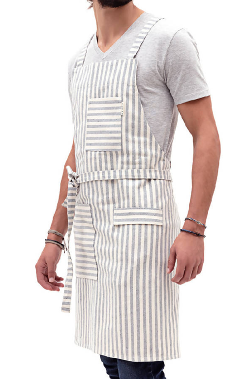 Shop Meema Crossback Bib Apron In Striped