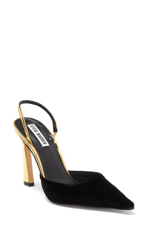 Shop Steve Madden Drew Slingback Pointed Toe Pump In Black/gold