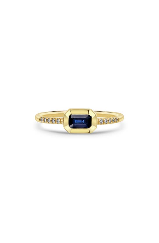 Zoë Chicco Blue Sapphire & Diamond Ring In Yellow Gold
