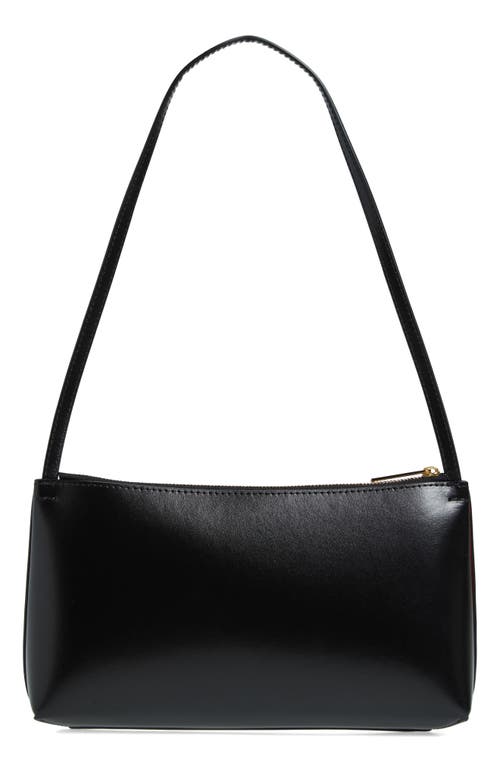 Shop Mansur Gavriel Gaia Leather Shoulder Bag In Black/flamma