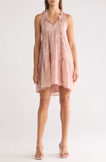 Stitchdrop The Cuddle Eyelet Sleeveless Dress In Pink