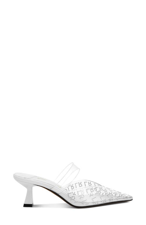 London Rag Holin Rhinestone Logo Pointed Toe Pump In White