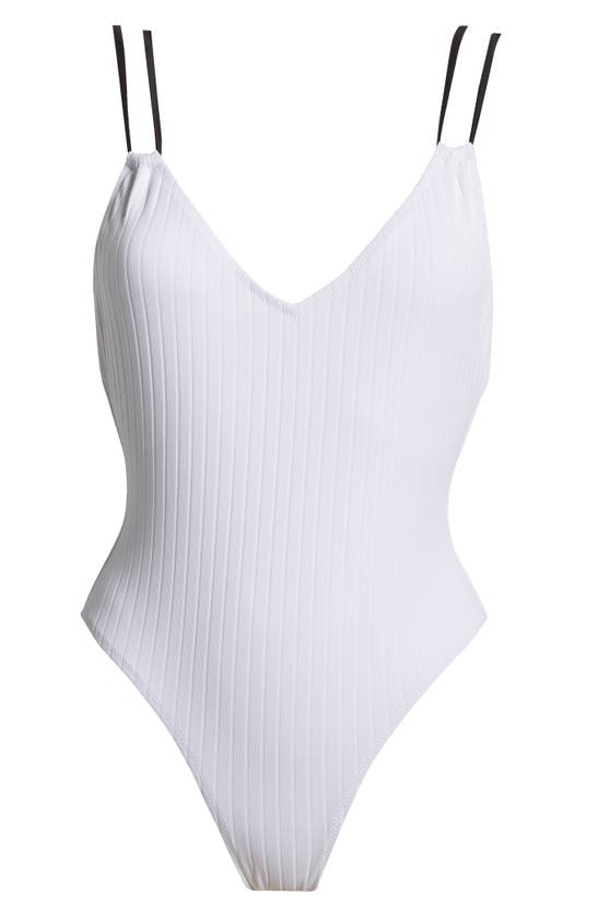 Shop Solid & Striped Lynn Rib One-piece Swimsuit In Marshmallow
