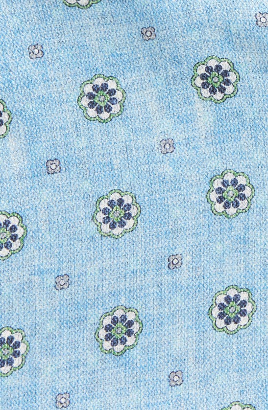 Shop Edward Armah Neat & Floral Print Reversible Silk Pocket Circle In Blue
