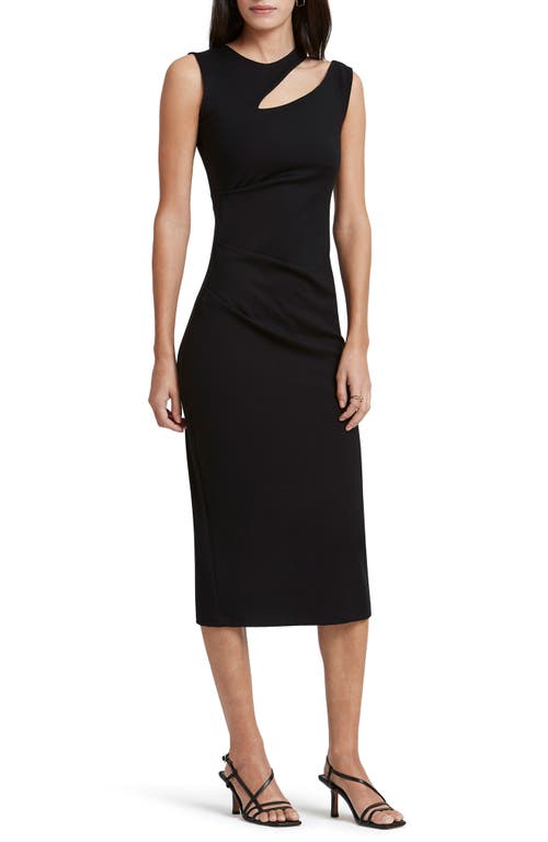 Marcella Astor Cutout Ponte Knit Midi Dress in Black at Nordstrom, Size Small