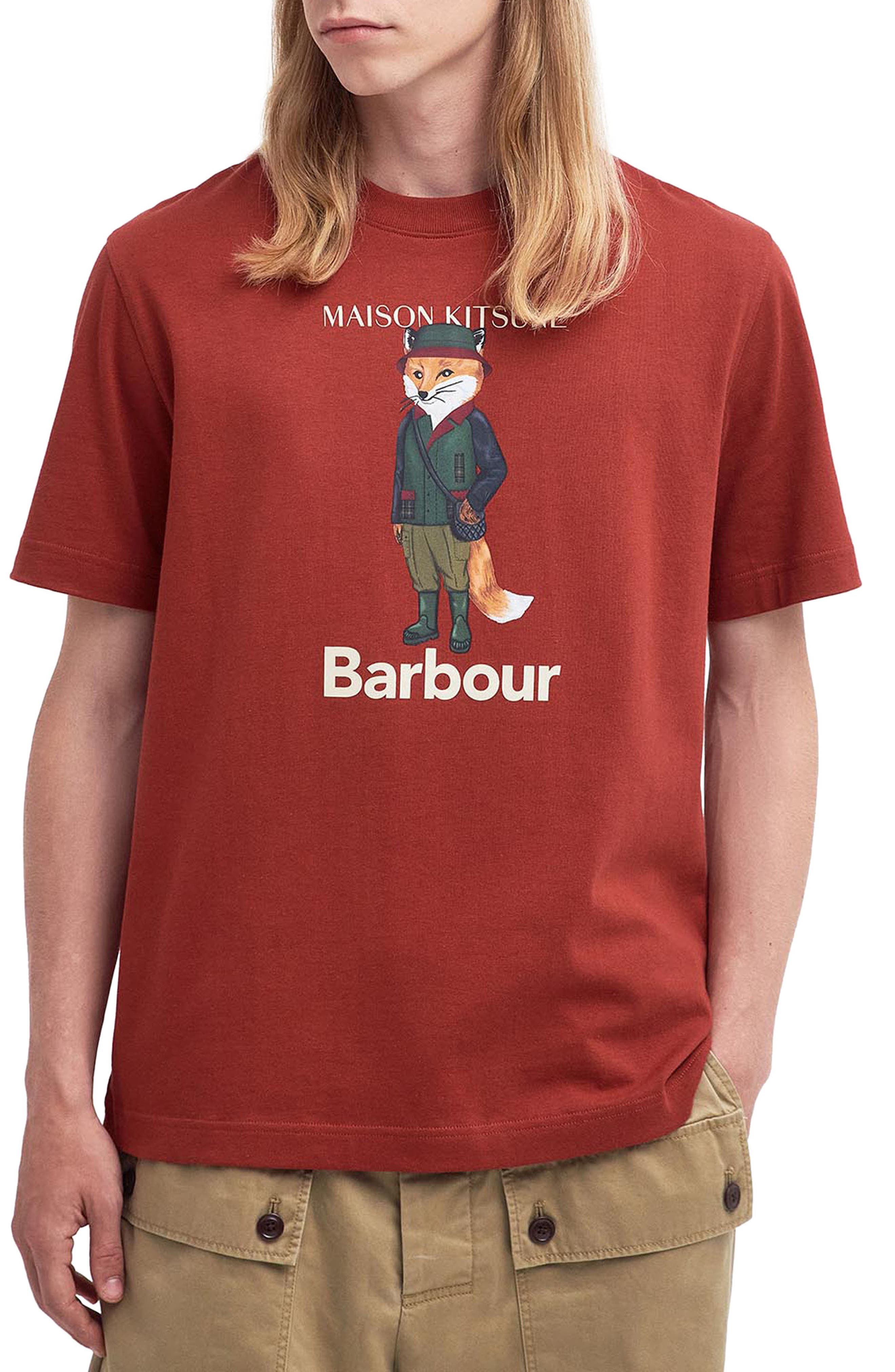 【大阪高裁】Maison Kitsuné x Barbour コットン 長袖 Tシャツ。 トップス