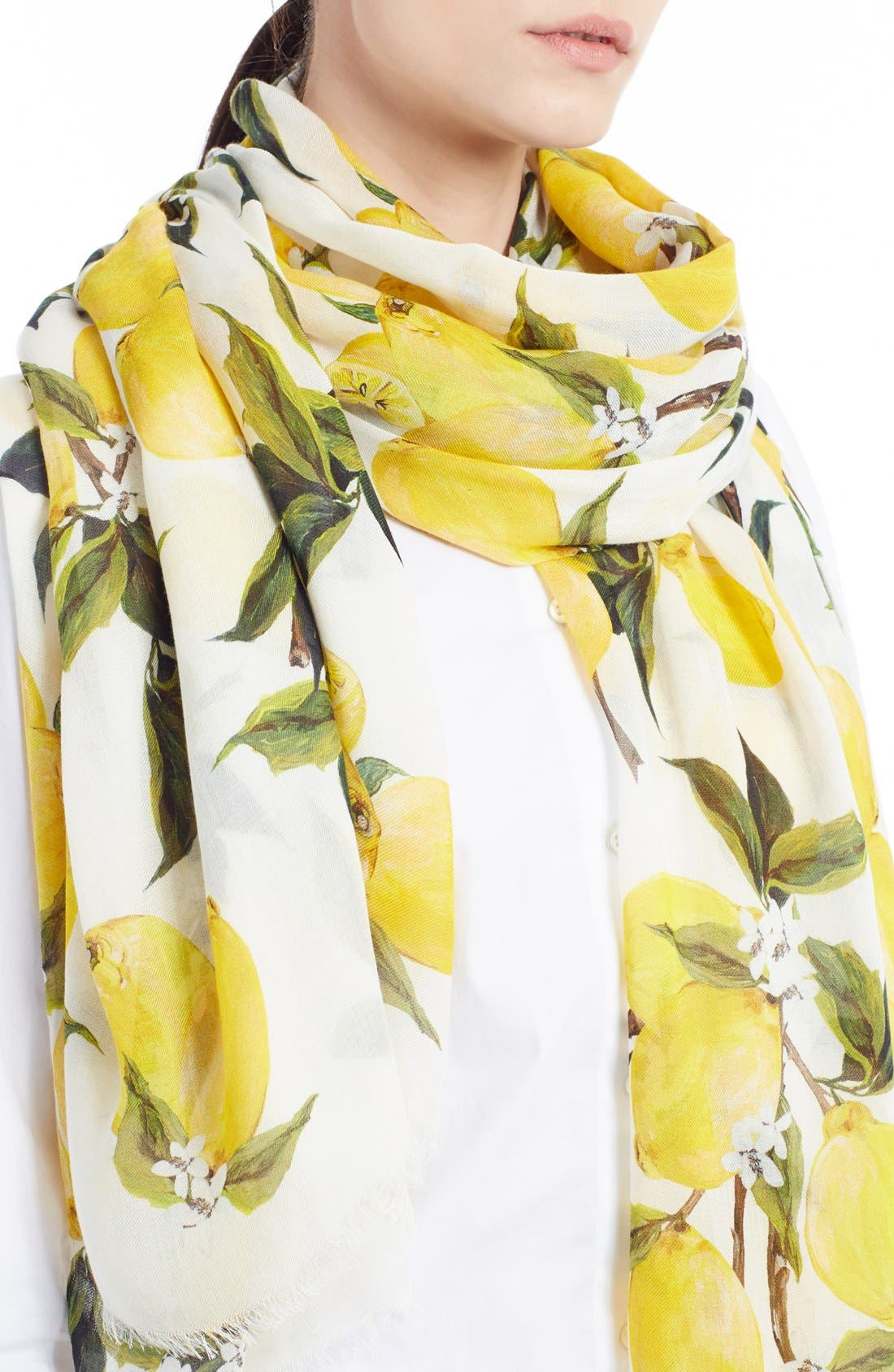Dolce&Gabbana Lemon Print Modal & Cashmere Scarf Nordstrom