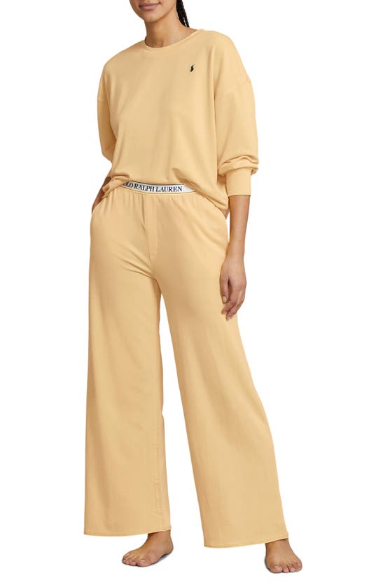 Polo Ralph Lauren Sweatshirt & Wide Leg Pajamas In Yellow