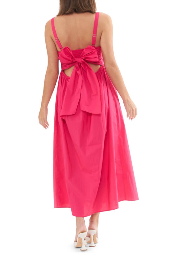 Shop Ripe Maternity Tamara Tie Back Poplin Midi Maternity Sundress In Hot Pink