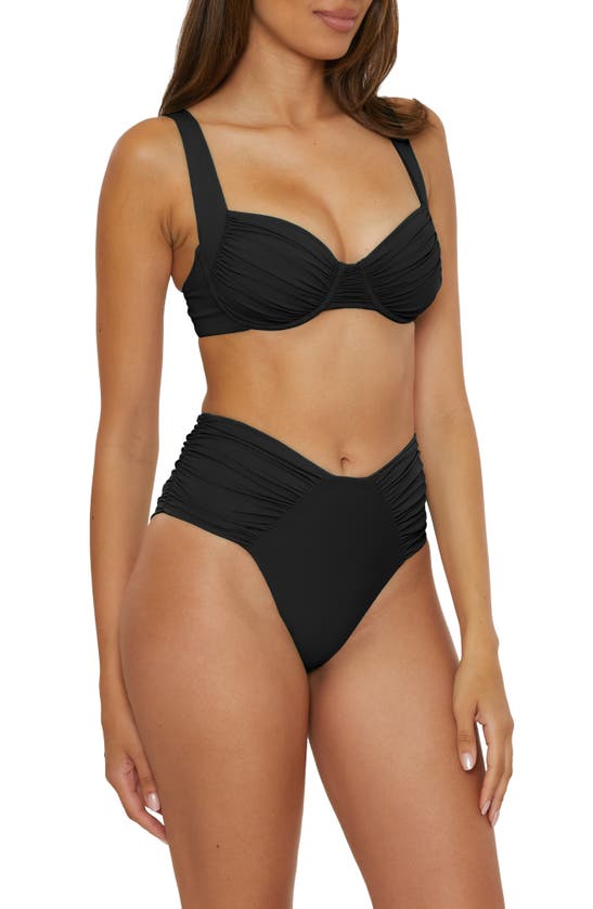 Shop Becca Color Code High Cut Bikini Bottoms In Black