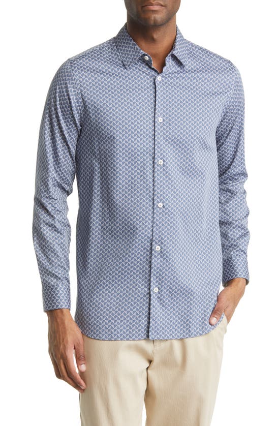 Ted Baker Willuw Line Geo Print Button-up Shirt In Gray