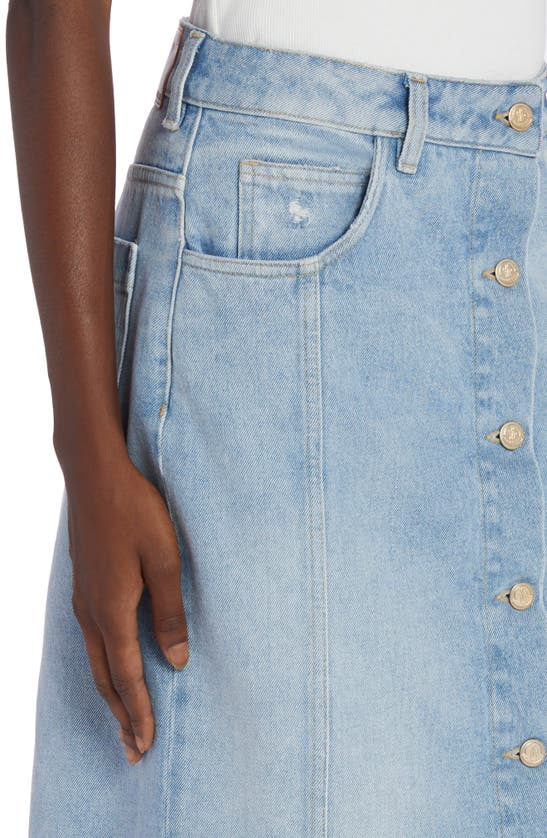Moncler Button-up Denim Midi Skirt In Rain Washed