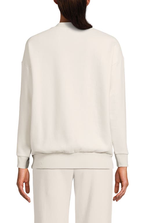 Shop Lands' End Serious Sweats Relaxed Long Sleeve Crew Neck Sweatshirt In Moonstone