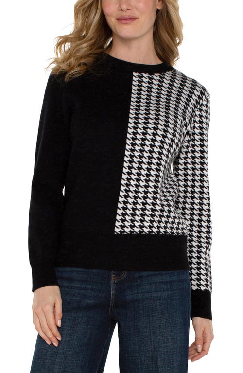 Shop Liverpool Colorblock Houndstooth Check Sweater In Black/white Houndstooth