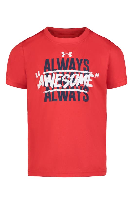 Shop Under Armour Kids' Always Awesome Performance Graphic T-shirt In Red
